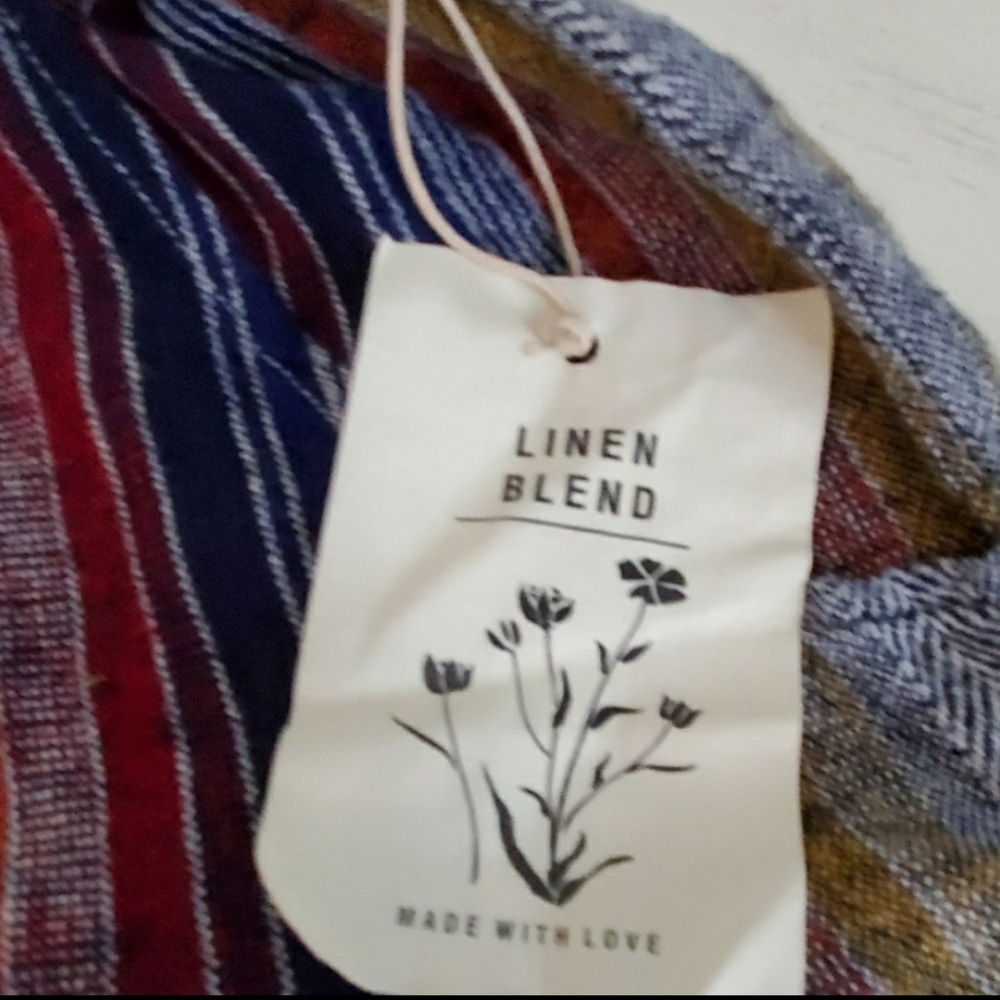 Linen Blend Striped Paper Bag Shorts - Picture 8 of 8